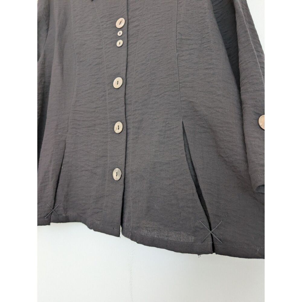 EUC Habitat Black Pleated Swing Shirt Button Up Lagenlook Sz XL Minimalist - Picture 9 of 16